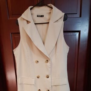 SHEIN Beige Double-Breasted Sleeveless Coat